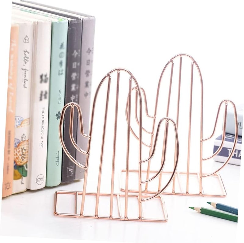 Rose Design Heavy Duty Metal Bookends with Nonskid Base for Home Office Classroom - Image 2